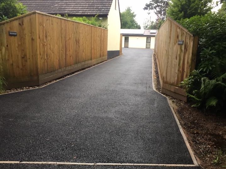 Private access road surfaced with tarmac